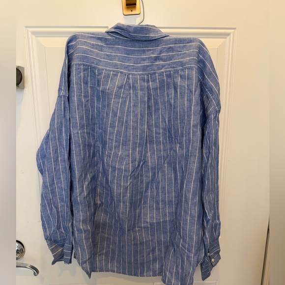 ayr oversized linen striped shirt white and blue - Picture 3 of 7